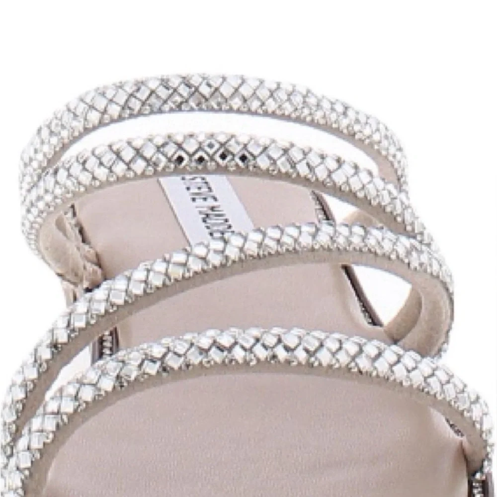 New Steve Madden Silver Rhinestone Sandals - Picture 4 of 5
